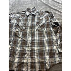 Vintage Plains Shirt Mens XL Plaid Pearl Snap Western Wear Long Sleeve‎ Cowboy